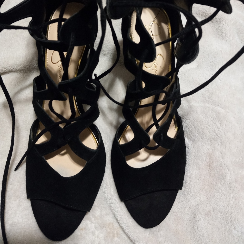 Jessica Simpson suede strapped heels